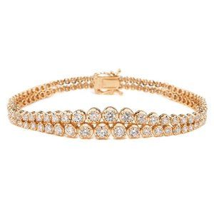 14K Gold  3.89 ct  Double Layered Tennis Bracelet